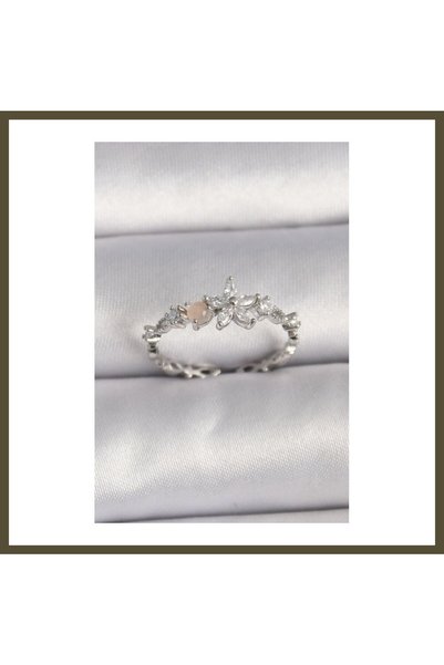 northcity n Silver-Plated Rice-Shaped Flower-Design Modal Adjustable Ring wit...