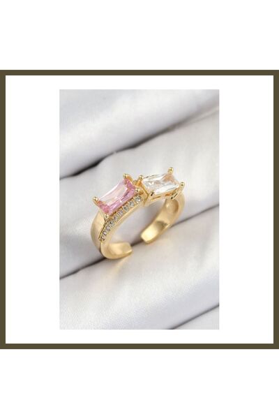 northcity n Gold-Colored Women's Ring with Rectangular Design and Rice-Shaped...