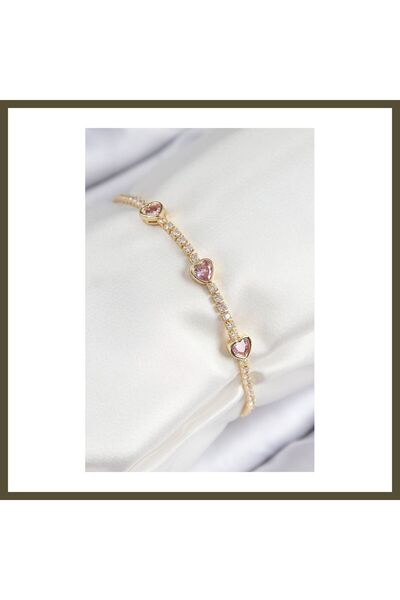 northcity n Pink-Style Gold-Colored Women's Bracelet with Rice-Cut Zircon Sto...