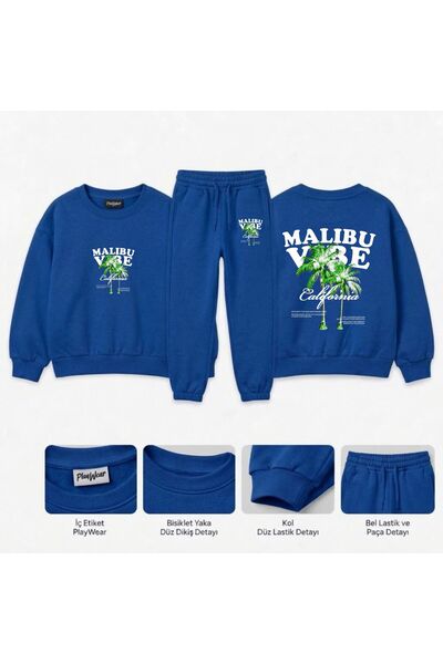 playwear Team Sweatshirt "malibu-vibes" Printed for Girls, Boys, and Kids - C...