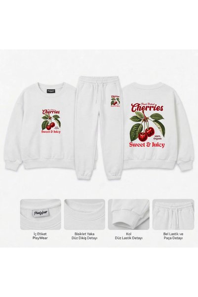 playwear Timski duks sa printom organske trešnje, za devojčice i dečake, sa o...