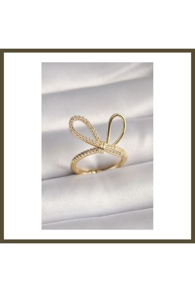 northcity n Gold-Colored Zircon Stone Knot-Style Women's Ring BX