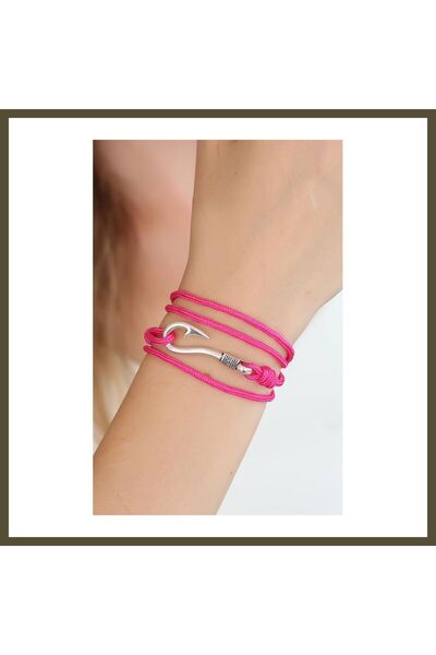 northcity n Fuchsia-Colored Silver Metal Hook Multi-Strand Bracelet BX