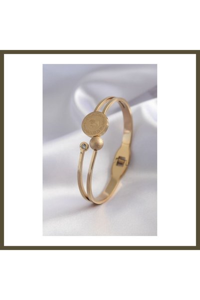 northcity n 316L Steel, Gold-Colored, Quarter-Circle Design, with Zircon Acce...