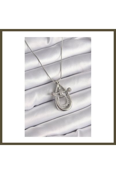 northcity n 316L Steel Silver-Colored Teardrop-Shaped Women's Necklace with Z...