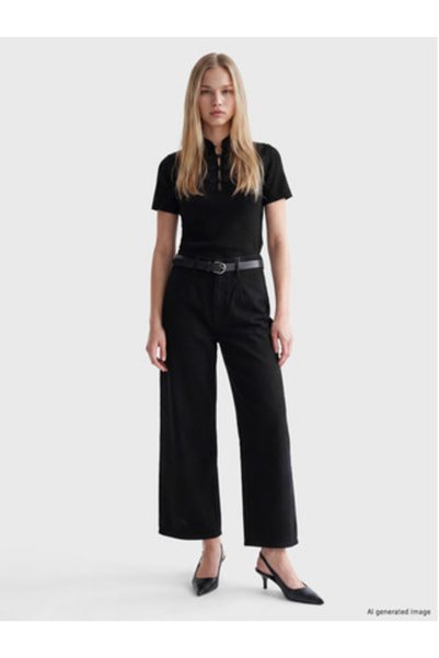 LC Waikiki Black Vega Belted Culotte Jean
