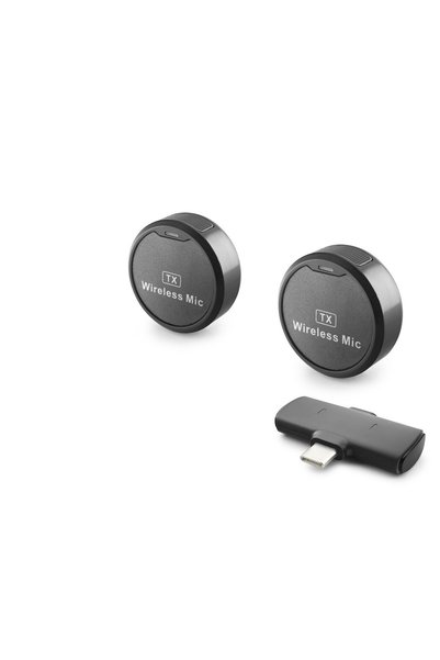 ForWhat Black TYPEC Wireless Stylish Dual-Lapel Microphone Set—Perfect for th...