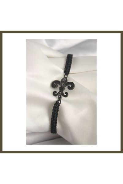 northcity n Rice-Shaped Black Zircon-Embellished Lily-Motif Macramé Bracelet ...
