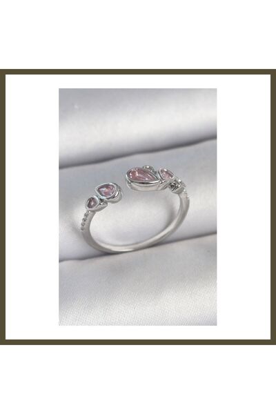 northcity n Adjustable Women's Ring with Silver-Toned Rice-Shaped Band and Pi...