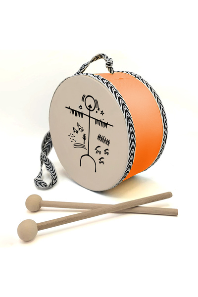 Souvenest Children's Drum (Ages 1–5) with Printed Shaman (Kam) Drum Motifs on...