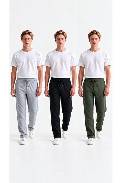 VESTRO Stretch Fabric 3-Pack Ankle-Length Woven Jogger Pants with Back Pockets