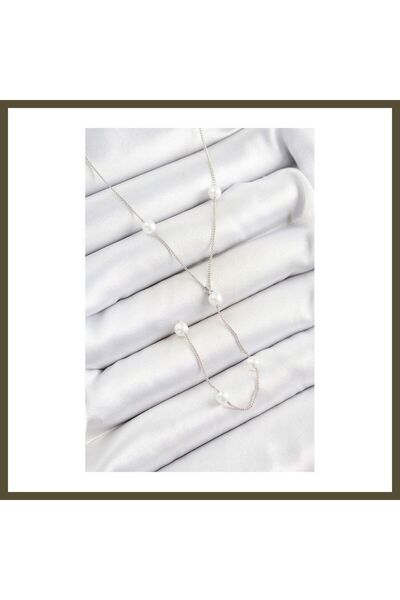 northcity n Silver-Colored Women's Y-Shaped Necklace with Rice Pearl Design BX