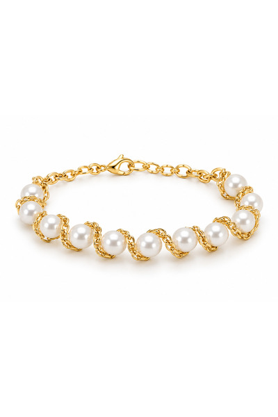 SAAF Jewelry Βραχιόλι Bianca από επιχρυσωμένο ανοξείδωτο ατσάλι με χάντρες