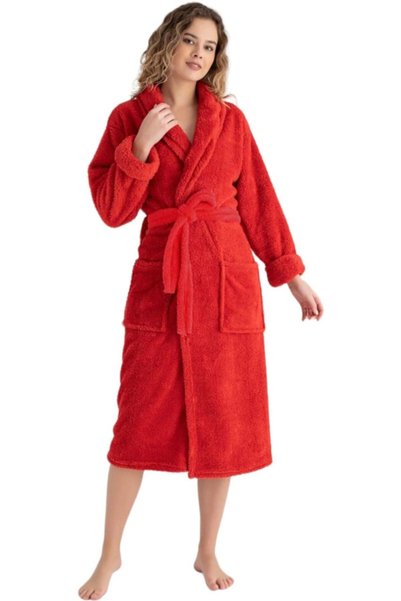 OEM Halat de baie hotelier unisex roșu, bumbac 100%, 420 g/m², mărime S-M