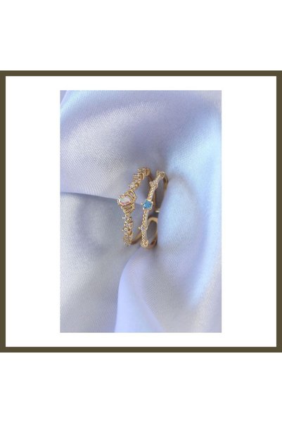 northcity n Gold-Colored Zircon-Set Crown-Shaped Brass Women's Ring BX