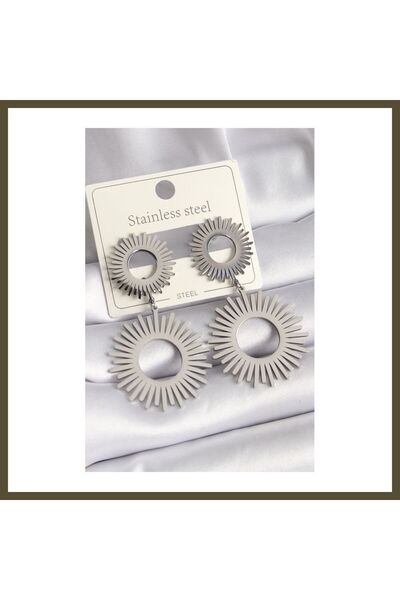 northcity n 316L Steel Silver-Colored Dangle Sun-Shaped Women's Earrings BX
