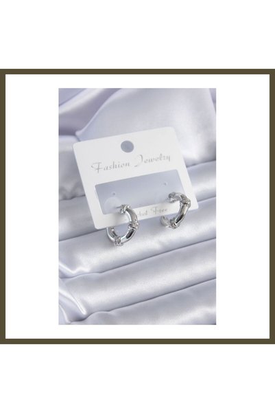 northcity n Silver-Colored Brass Hoop Earrings with Zircon Stones for Women, ...