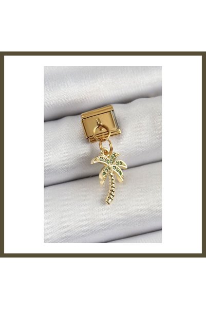 northcity n 316L Stainless Steel Dangling Palm Tree Charm with Zircon Stones,...