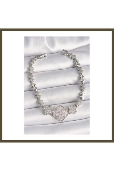 northcity n Silver-Toned Rice-Style Clover-Pattern Modal Chain Bracelet for W...