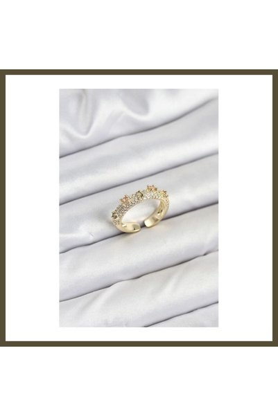 northcity n Vintage Women's Ring with Gold-Colored Zircon Stones, BX