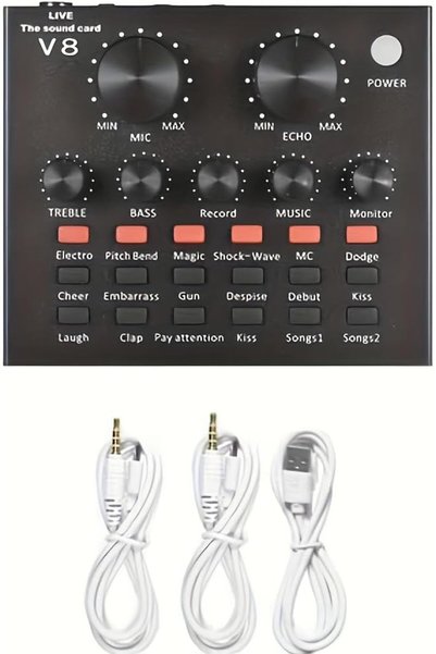 Generic V8 Sound Card Live Sound Card, Voice changer device for PS4/Phone/iPa...