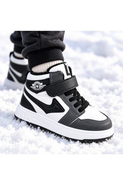 Superbaby Pantofi sport imblaniti, Model Black&White, Baieti, Piele ecologica
