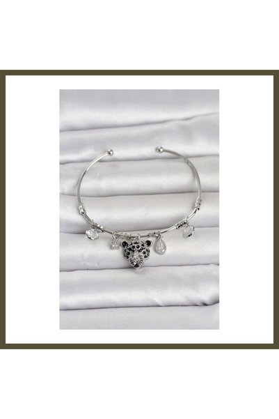 northcity n Rice-Shaped Silver-Colored Leopard-Print Charm Bracelet for Women BX