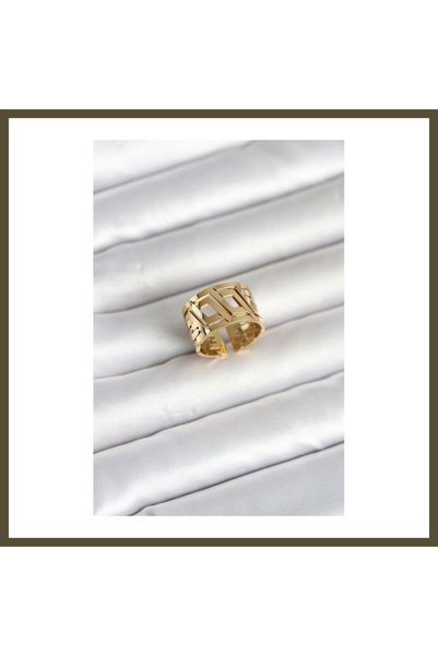 northcity n 316L Steel Gold-Colored Geometric Design Women's Ring BX