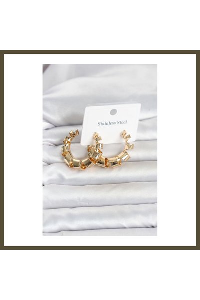 northcity n 316L Stainless Steel Gold-Colored Spiral Hoop Women's Earrings BX