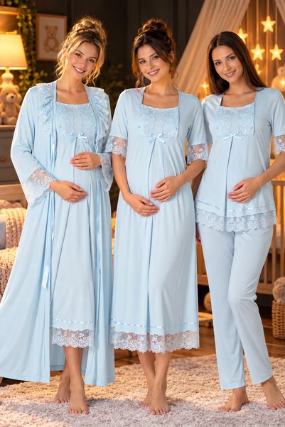 by İGP 4-Piece Effortt Maternity and Postpartum Nightgown and Pajama Set with...