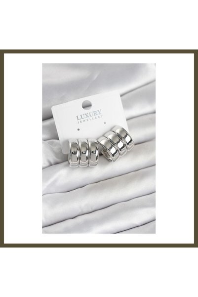 northcity n Silver-Tone Rice-Shaped Triple-Strand Women's Earrings BX