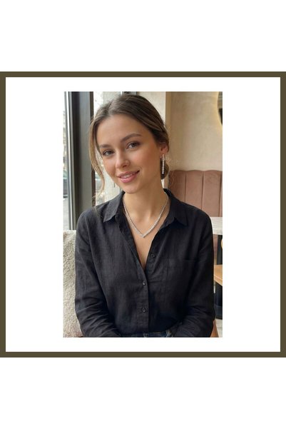 northcity n طقم قلادة وأقراط نسائية مرصعة بحجر الزركون باللون الفضي BX