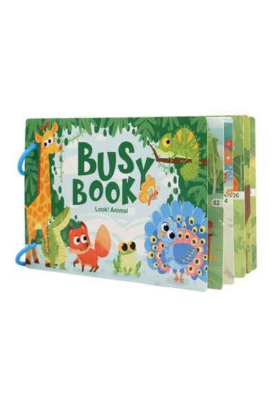 OEM Busy Book - Animale sălbatice, carte interactivă cu stickere reutilizabile