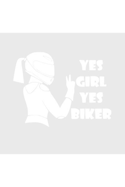 Oracal Αυτοκόλλητο Αυτοκινήτου Yes Biker Yes Girl, Κορίτσι Μοτοσικλέτας, Λευκ...