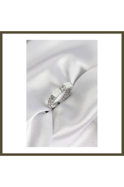 northcity n Silver-Colored Women's Ring with Zircon Stone and Bone Design BX