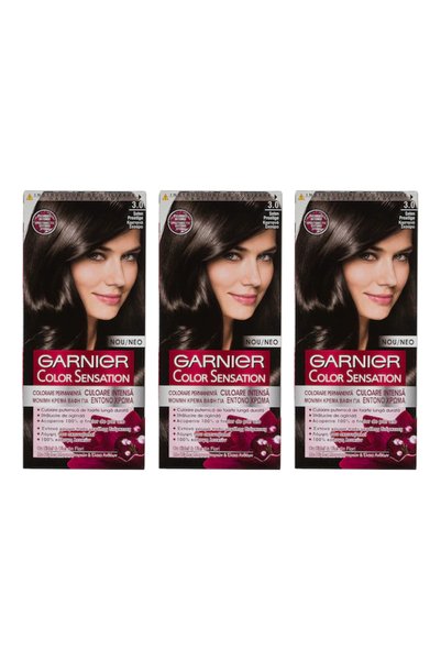 Garnier 3x PACHET Color Sensation Vopsea de păr permanentă cu amoniac 3.0 Sat...