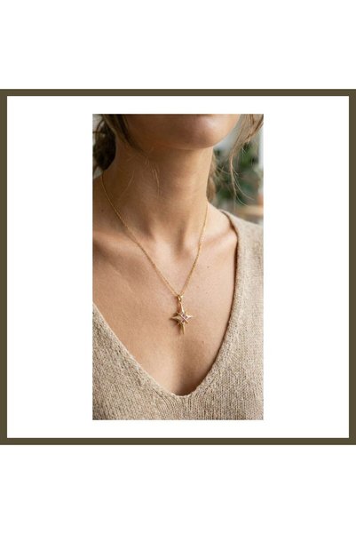 northcity n 316L Steel Gold-Colored North Star-Style Women's Necklace with Zi...