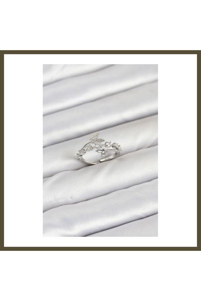 northcity n Silver-Plated Rice-Style Women's Ring with Zircon Stones in a But...