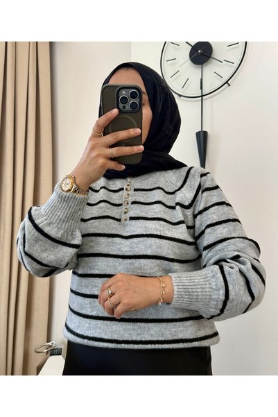 MERİÇ BOUTİQUE Pulover Yumoş cu nasturi în formă de os