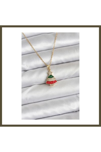 northcity n 316L Stainless Steel Chain, Gold-Plated, Fir Tree Design, Zircon ...