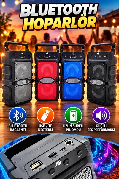 canrodi KTS 1096 Bluetooth Hoparlör Çift Çıkışlı Güçlü Ses Kablosuz Taşınabilir Müzik Sistemi