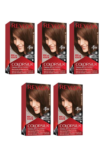 Revlon 5x PACHET Colorare ColorSilk ™   - numărul 47 Maro intens mediu
