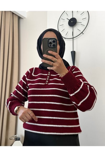 MERİÇ BOUTİQUE Pulover Yumoş cu nasturi în formă de os