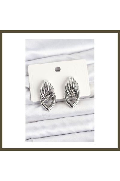 northcity n Silver-Toned Spiral Teardrop-Shaped Vintage Women's Earrings BX