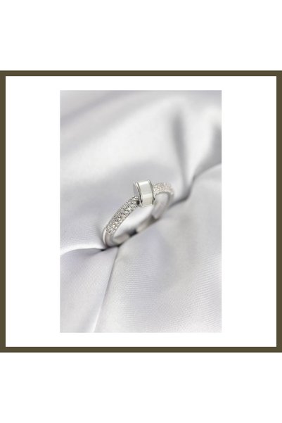 northcity n Silver-Toned Women's Ring with Zircon and Mother-of-Pearl BX