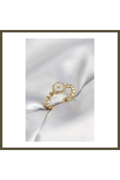 northcity n Gold-Colored, Pearlescent Star-Shaped Zircon Ring for Women BX