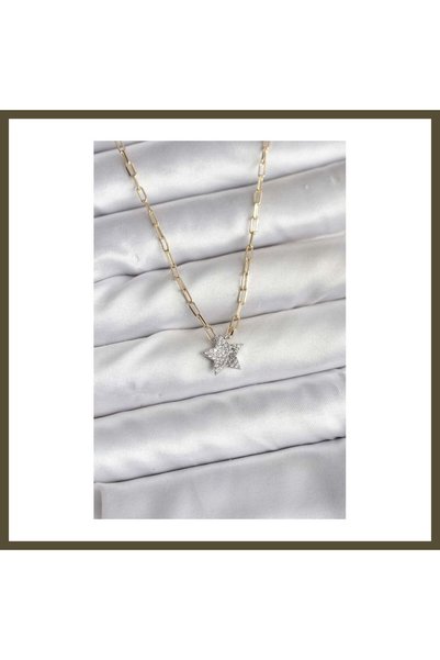 northcity n Modal Star-Shaped Women's Necklace with Gold-Toned Chain and Zirc...