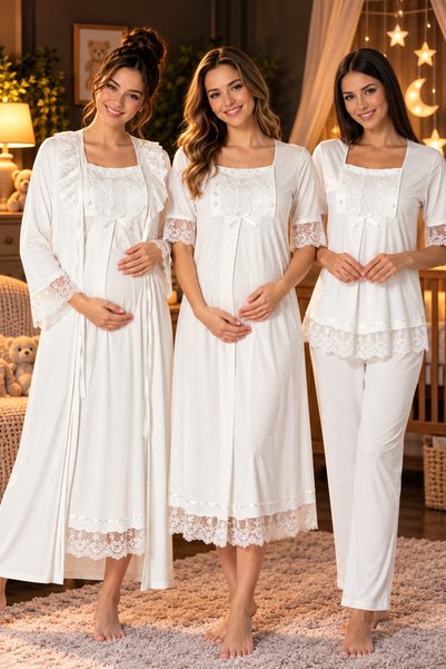 by İGP 4-Piece Effortt Maternity and Postpartum Nightgown and Pajama Set with...