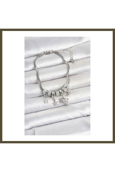 northcity n Silver-Toned Rice-Patterned Women's Charm Bracelet BX