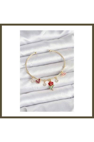 northcity n Rose Charm Gold-Colored Brass Women's Bracelet BX